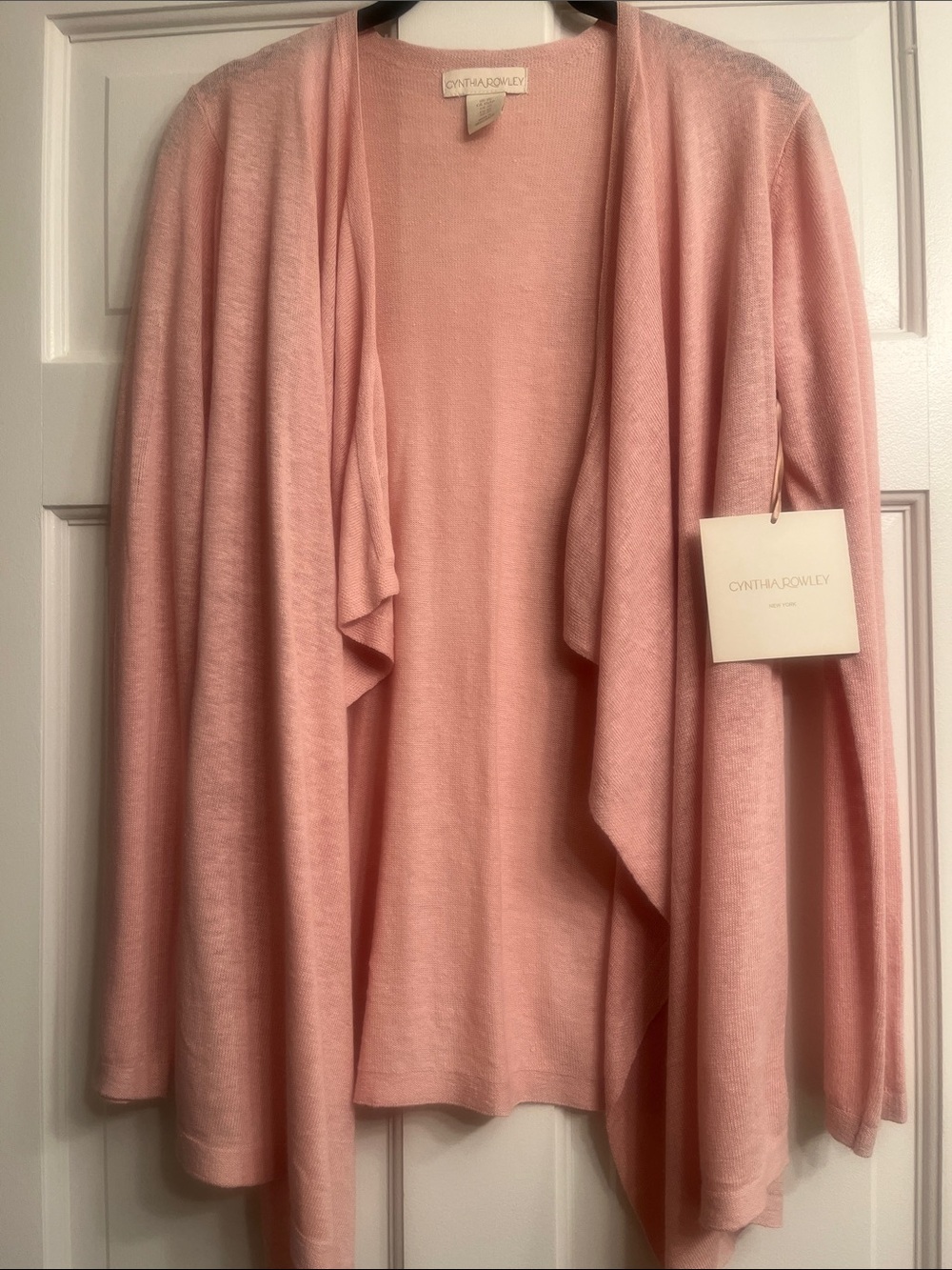 Cynthia Rowley Pink Draped Open-Front linen blend Cardigan-size XS-NWT